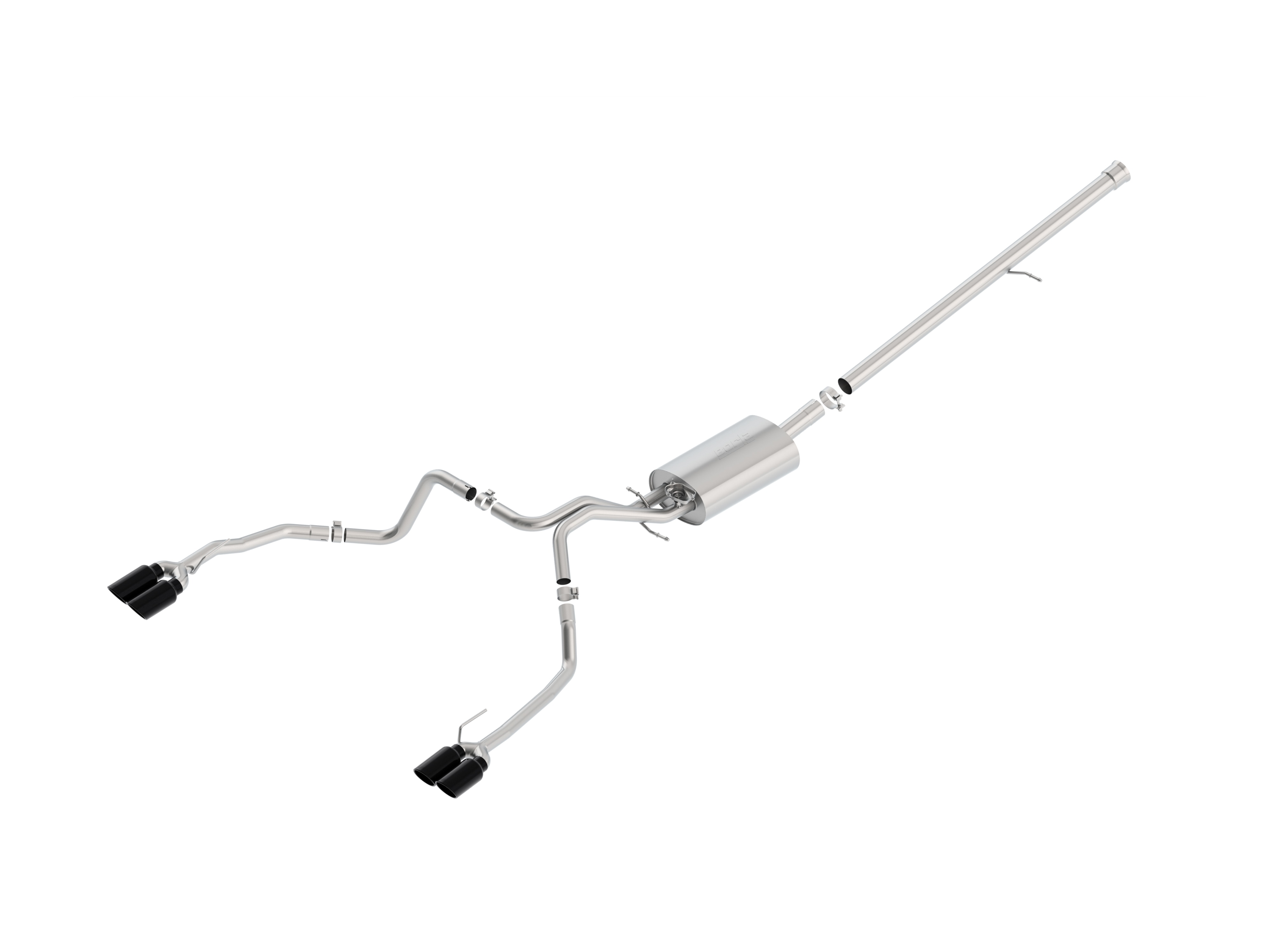 6.2L Cat-Back Dual-Split Rear-Exit Through-the-Bumper Exhaust Upgrade System with Quad Black Chrome Tips for Long Wheel Base Models by Borla® - Associated Accessories
