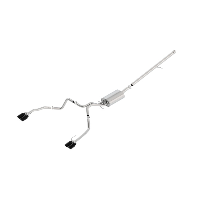 6.2L Cat-Back Dual-Split Rear-Exit Through-the-Bumper Exhaust Upgrade System with Quad Black Chrome Tips for Long Wheel Base Models by Borla® - Associated Accessories