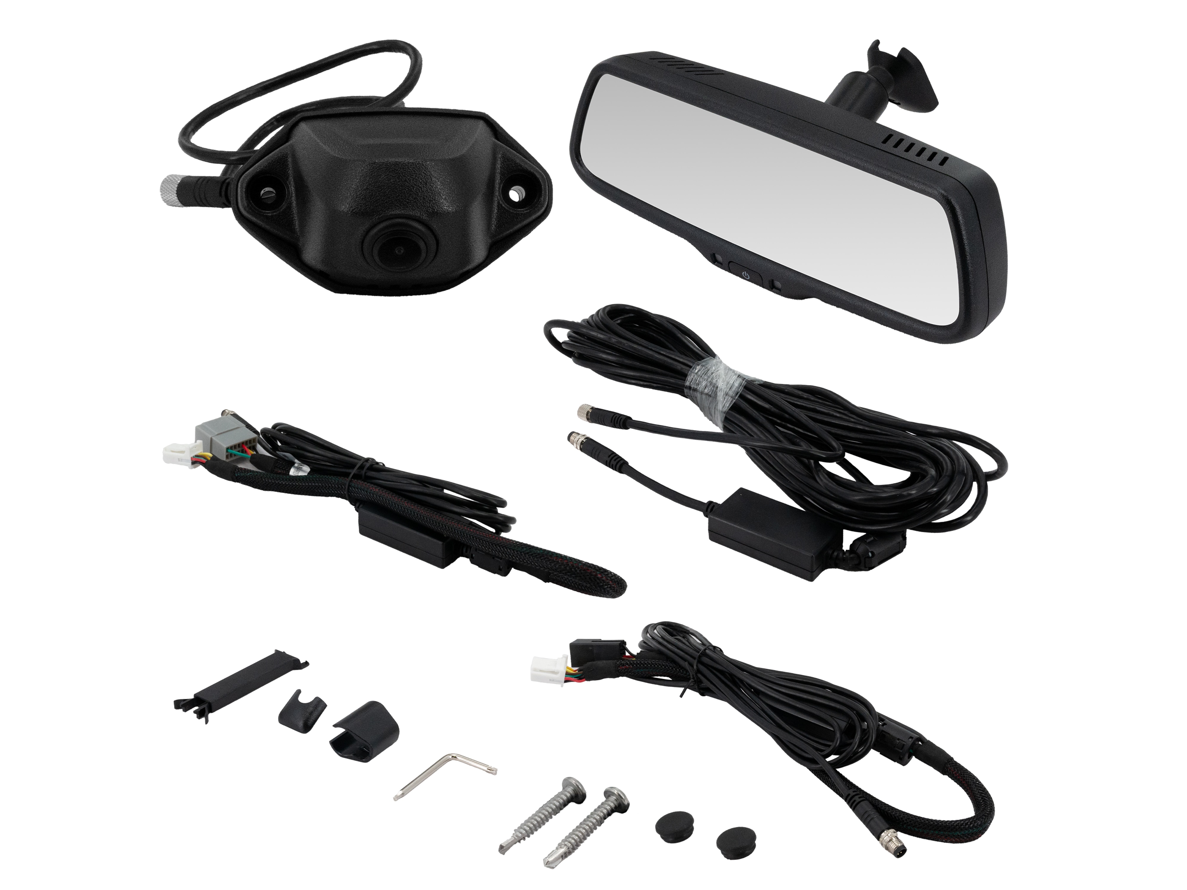 Replacement Rearview Mirror with 7.3-Inch Display and Full HD Camera by EchoMaster® - Associated Accessories