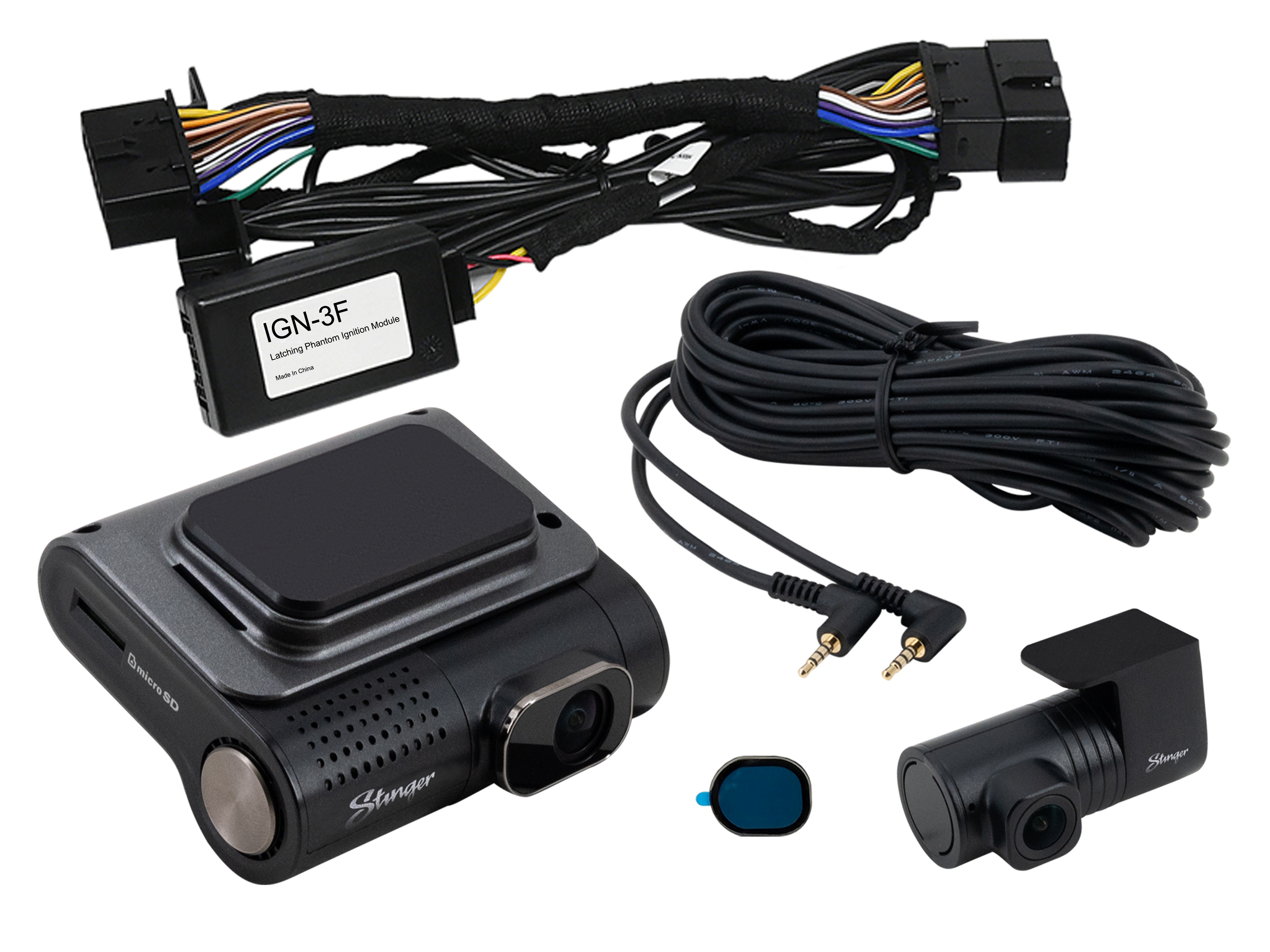 2K Quad HD Front Dash Cam with ADAS, 32GB SD Card and Full HD Rear Camera by OPSIS by Stinger™ - Associated Accessories