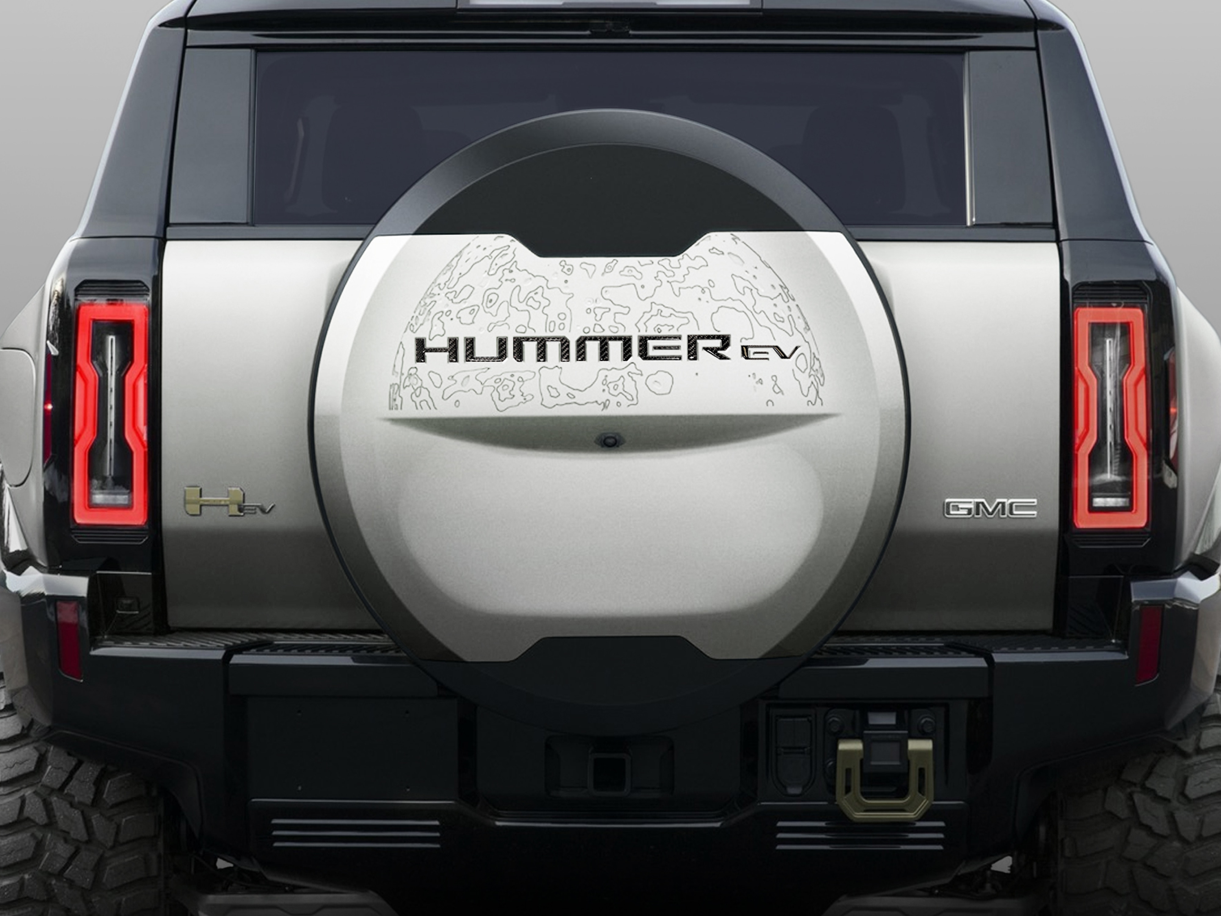Urethane HUMMER EV Spare Tire Cover Lettering in Carbon Fiber and Gloss Black by Nox-Lux™ - Associated Accessories