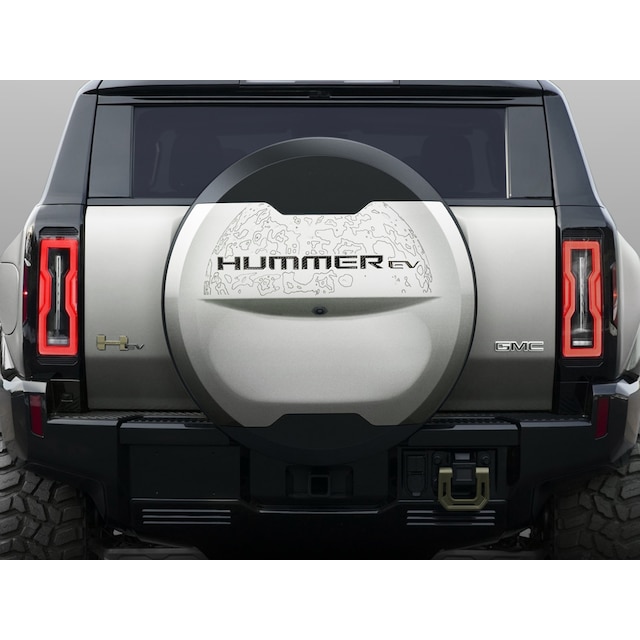 Urethane HUMMER EV Spare Tire Cover Lettering in Carbon Fiber and Gloss Black by Nox-Lux™ - Associated Accessories