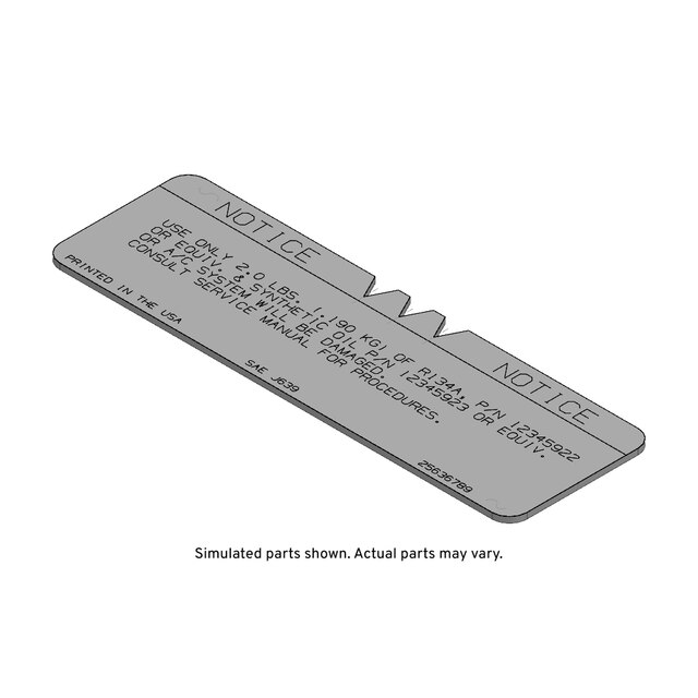 GM Genuine Parts Air Conditioning Refrigerant Charge Label