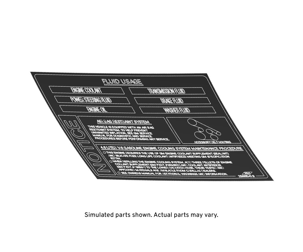 GM Genuine Parts Engine Cooling and Airbag System Label
