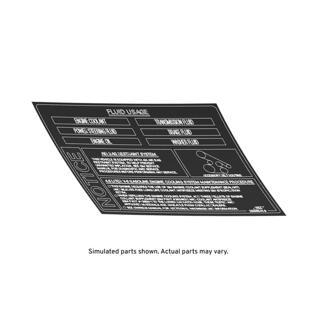 GM Genuine Parts Engine Cooling and Airbag System Label