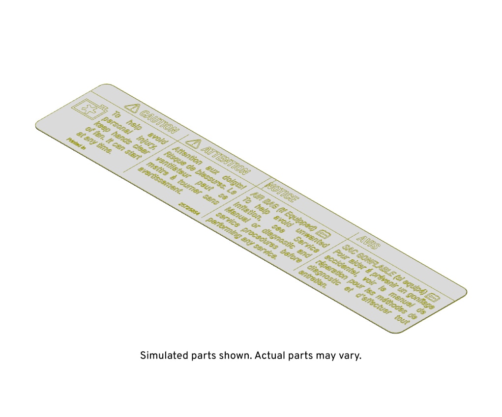 GM Genuine Parts Caution Label