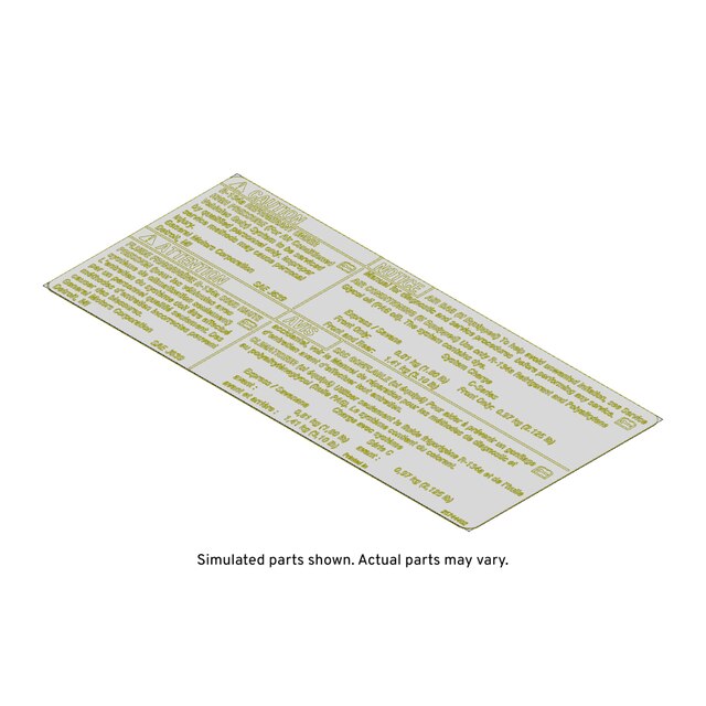 GM Genuine Parts Air Conditioning Refrigerant Warning Label