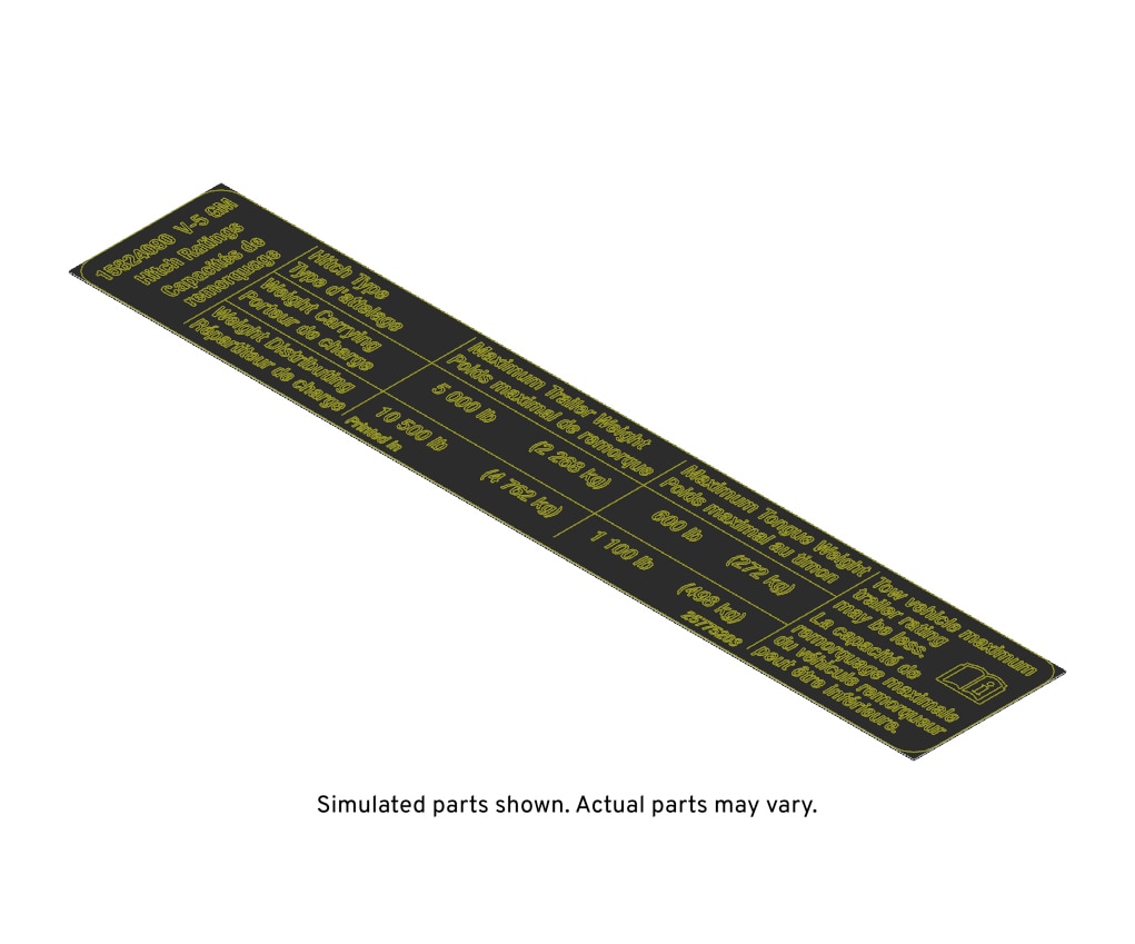 GM Genuine Parts Trailer Hitch Load Information Label