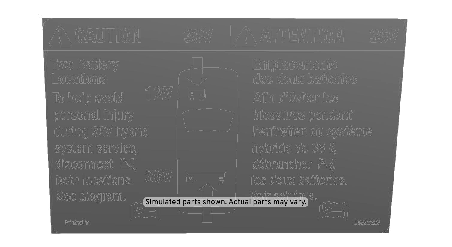 GM Genuine Parts Battery Warning Label