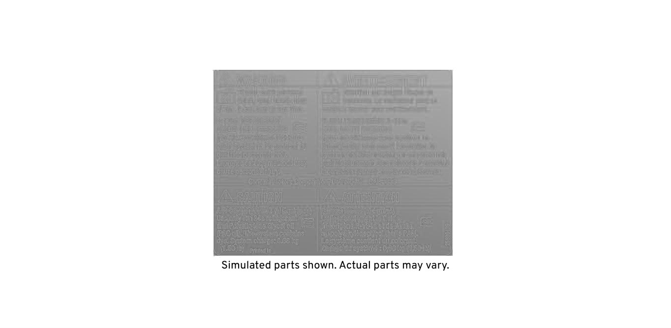GM Genuine Parts Air Conditioning Refrigerant Charge Label