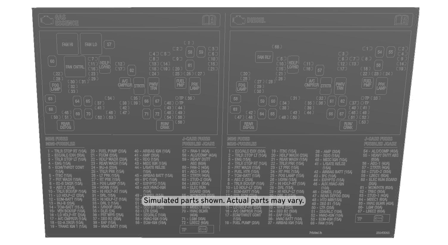 GM Genuine Parts Engine Wiring Harness Accessory Relay and Fuse Identification Label
