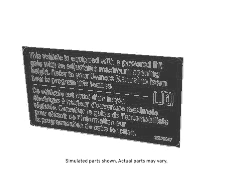 GM Genuine Parts Liftgate Warning Label