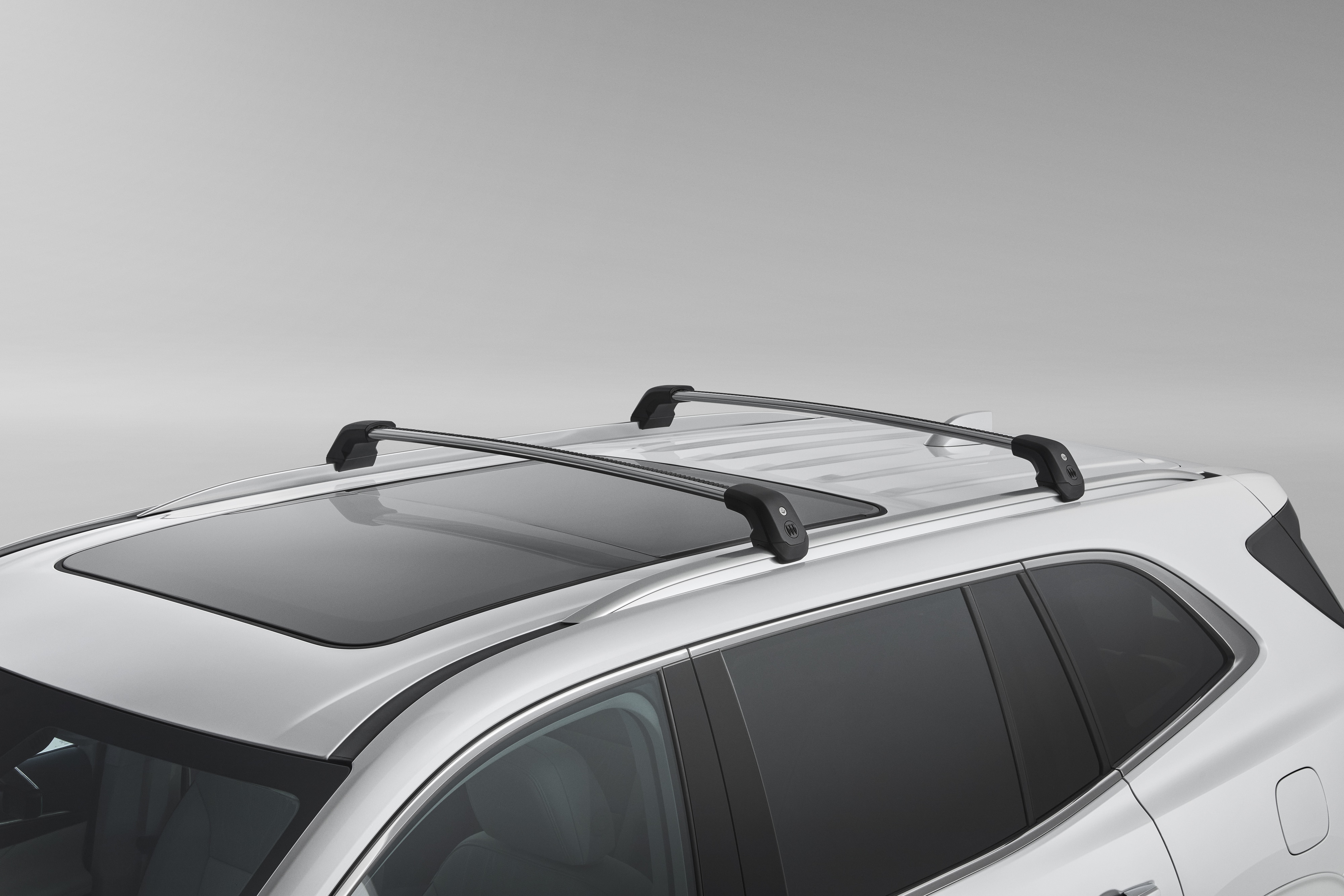 Roof Rack Cross Rail Package in Black with Buick Tri-Shield Logo