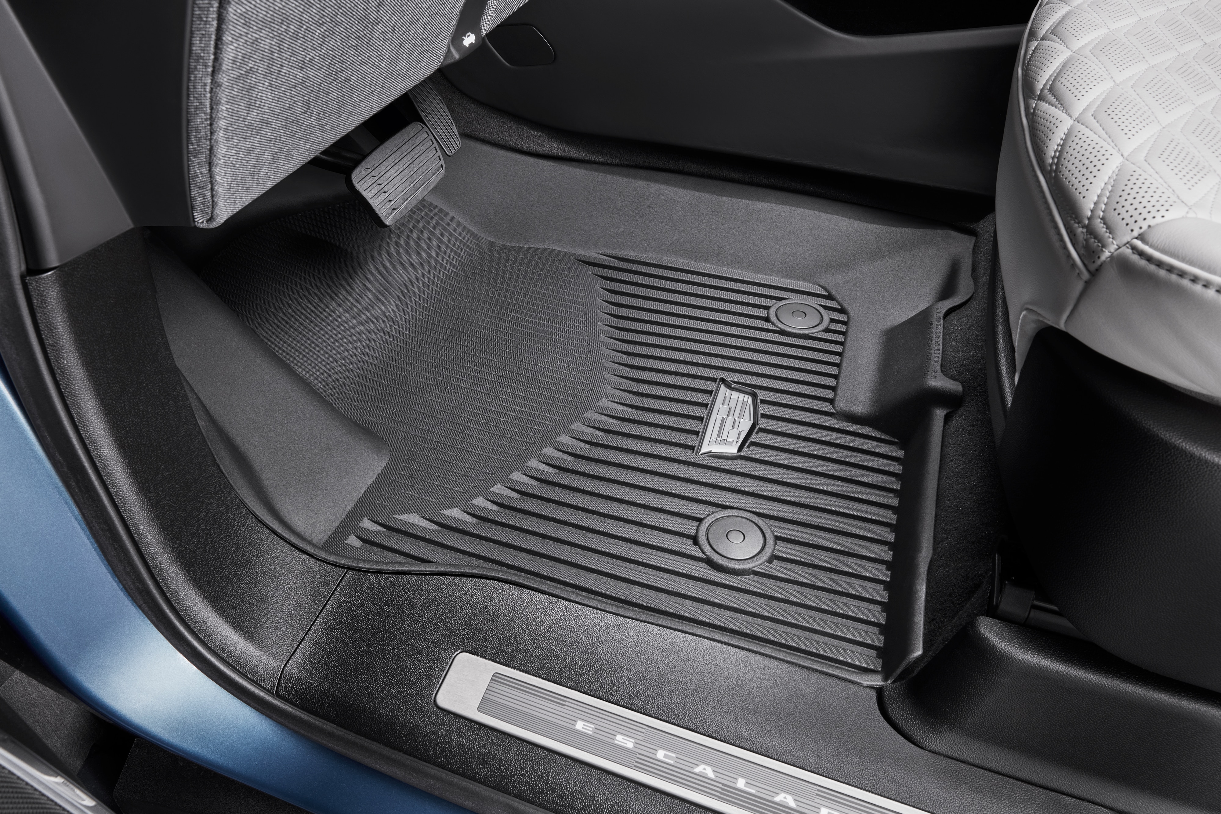 First-Row Premium All-Weather Floor Liners in Jet Black with Cadillac Logo