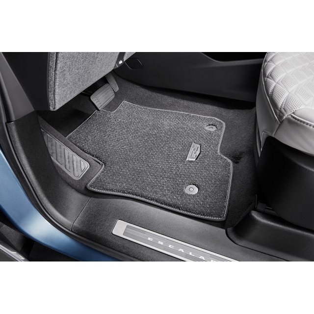 First- and Second-Row Premium Carpeted Floor Mats in Jet Black with Cadillac Logo