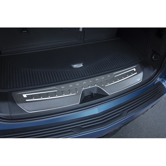 Illuminated Cargo Sill Plate in Jet Black with Cadillac Logo