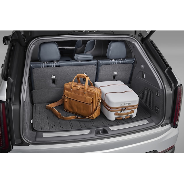 Premium Carpeted Cargo Area Mat in Backen Black with Cadillac Script