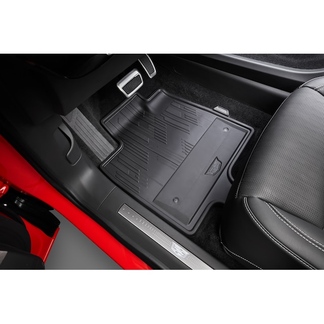 First- and Second-Row All-Weather Floor Mats in Backen Black with Cadillac Logo