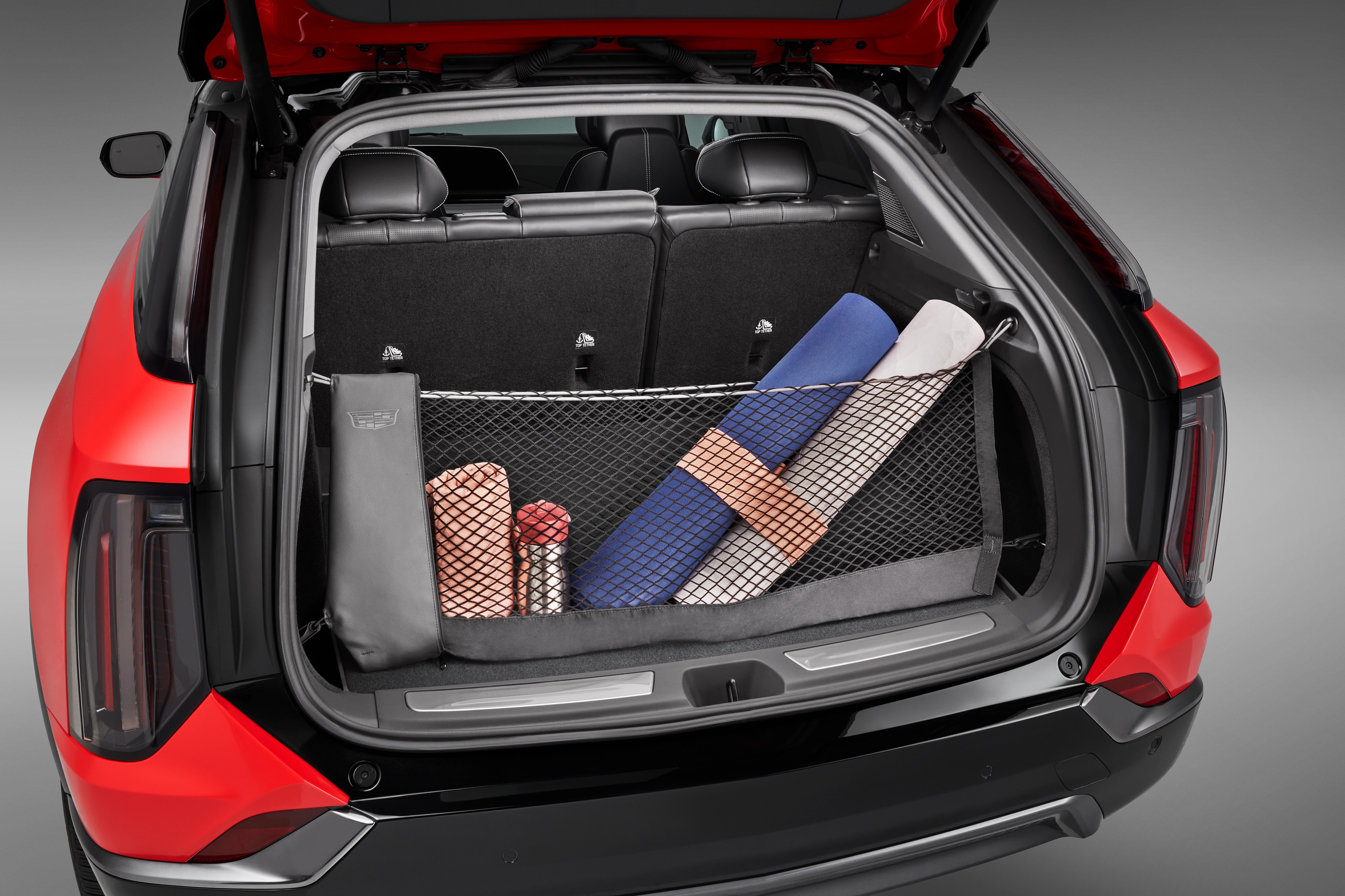 Vertical Cargo Net with Storage Bag featuring Cadillac Logo