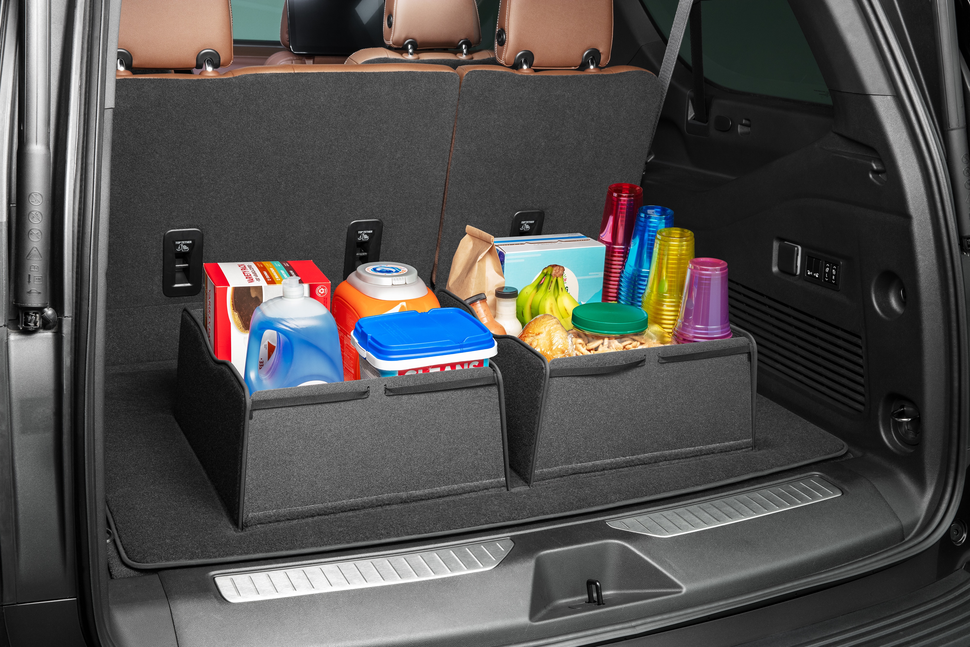 Premium Carpeted Cargo Area Mat in Jet Black with Integrated Cargo Bin