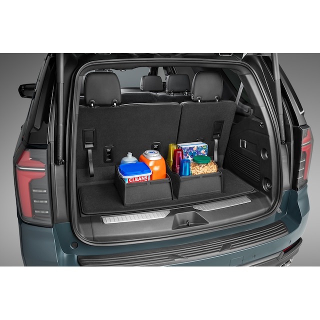 Premium Carpeted Cargo Area Mat in Jet Black with Integrated Cargo Bin
