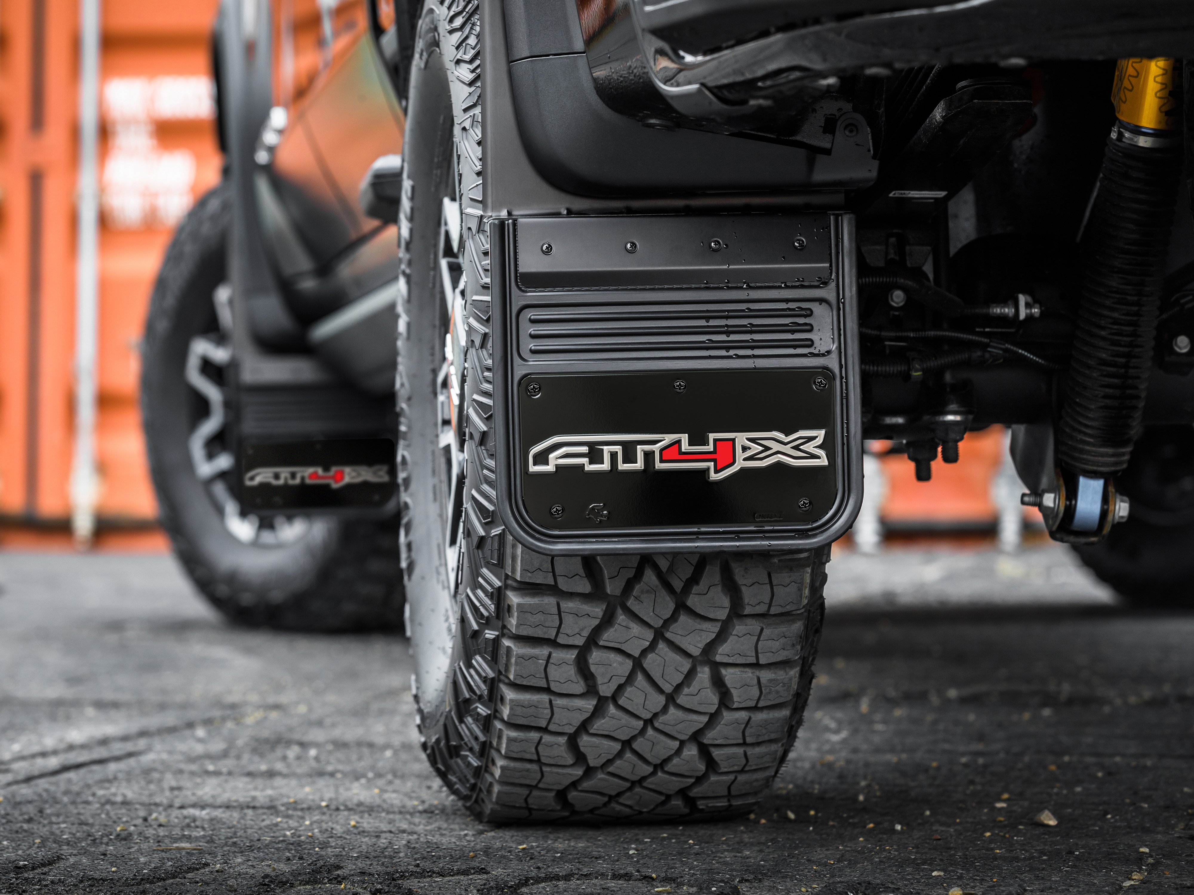 Front and Rear Rubber No-Drill Gatorback Mud Flap Kit with AT4X Logo by Truck Hardware - Associated Accessories