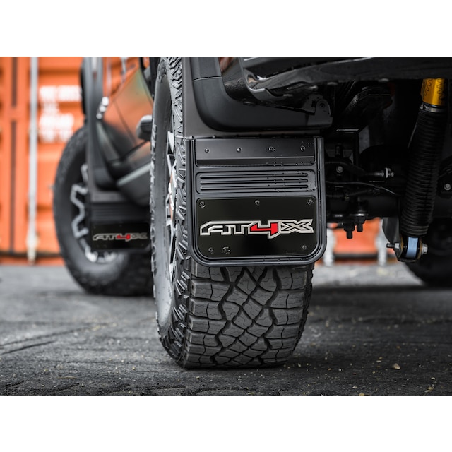 Front and Rear Rubber No-Drill Gatorback Mud Flap Kit with AT4X Logo by Truck Hardware - Associated Accessories