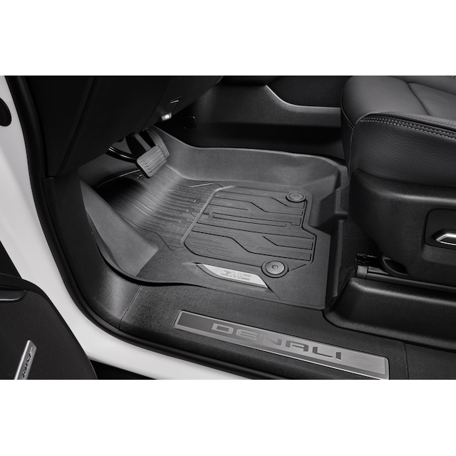 First-Row Premium All-Weather Floor Liners in Jet Black with GMC Logo