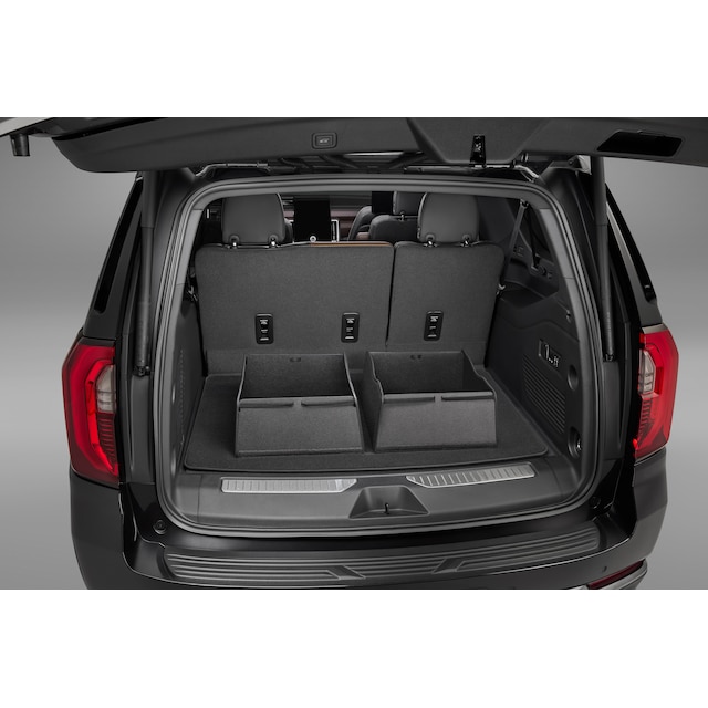 Premium Carpeted Cargo Area Mat in Jet Black with Integrated Cargo Bin