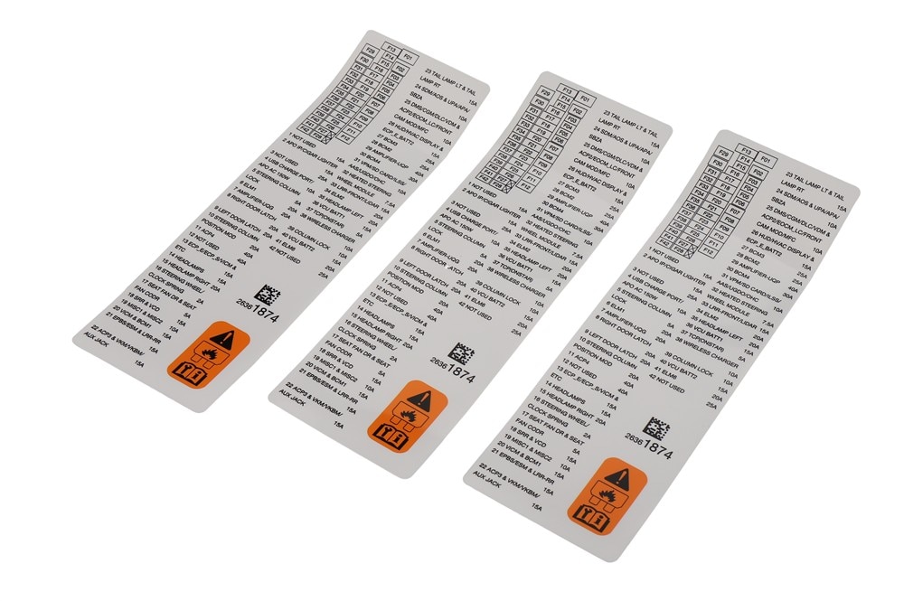 GM Genuine Parts Instrument Panel Wiring Harness Fuse Block Identification Label