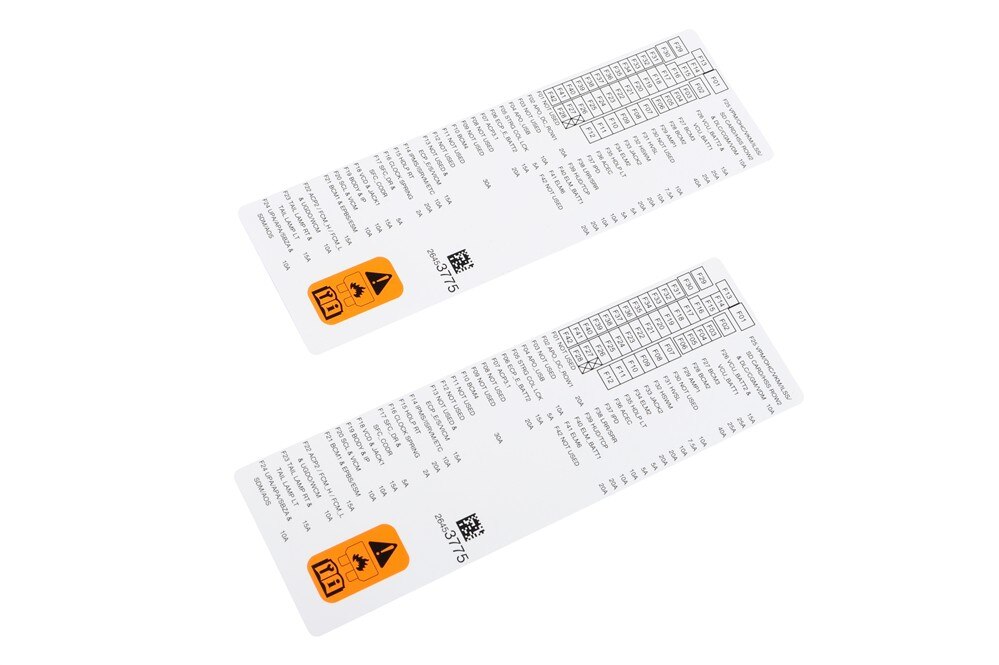GM Genuine Parts Instrument Panel Wiring Harness Fuse Block Identification Label