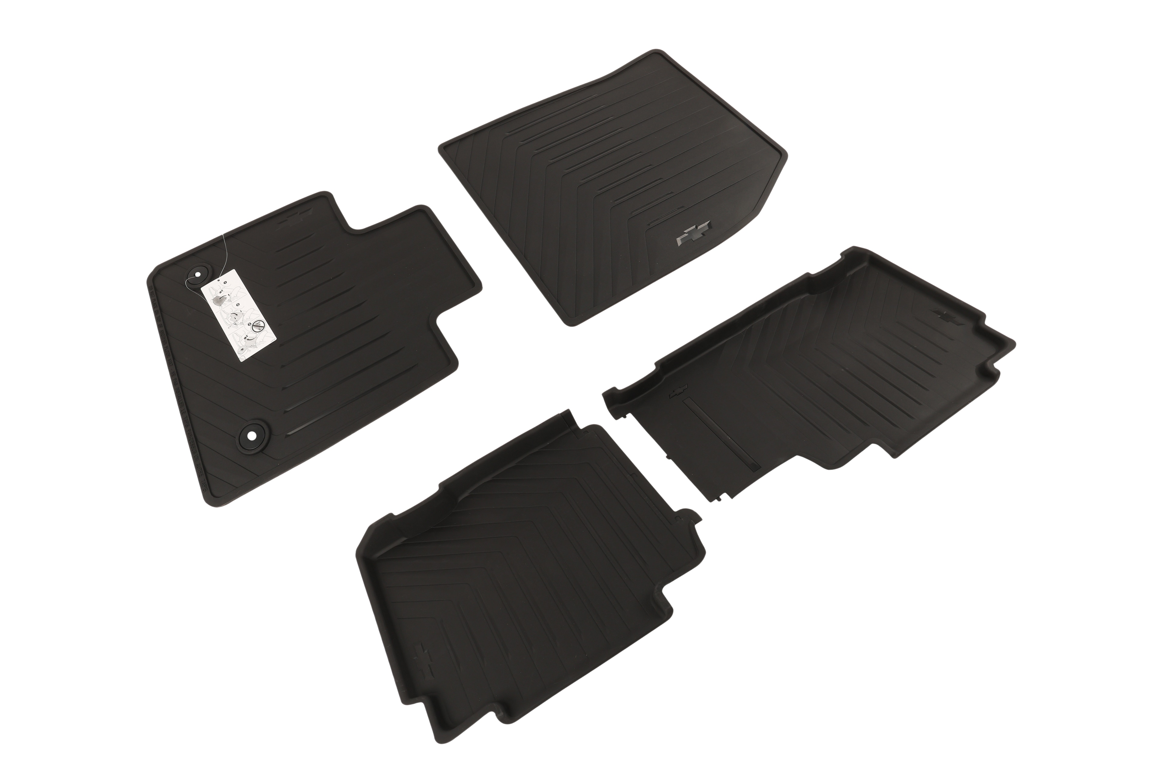 First- and Second-Row All-Weather Floor Mats in Jet Black with Bowtie Logo