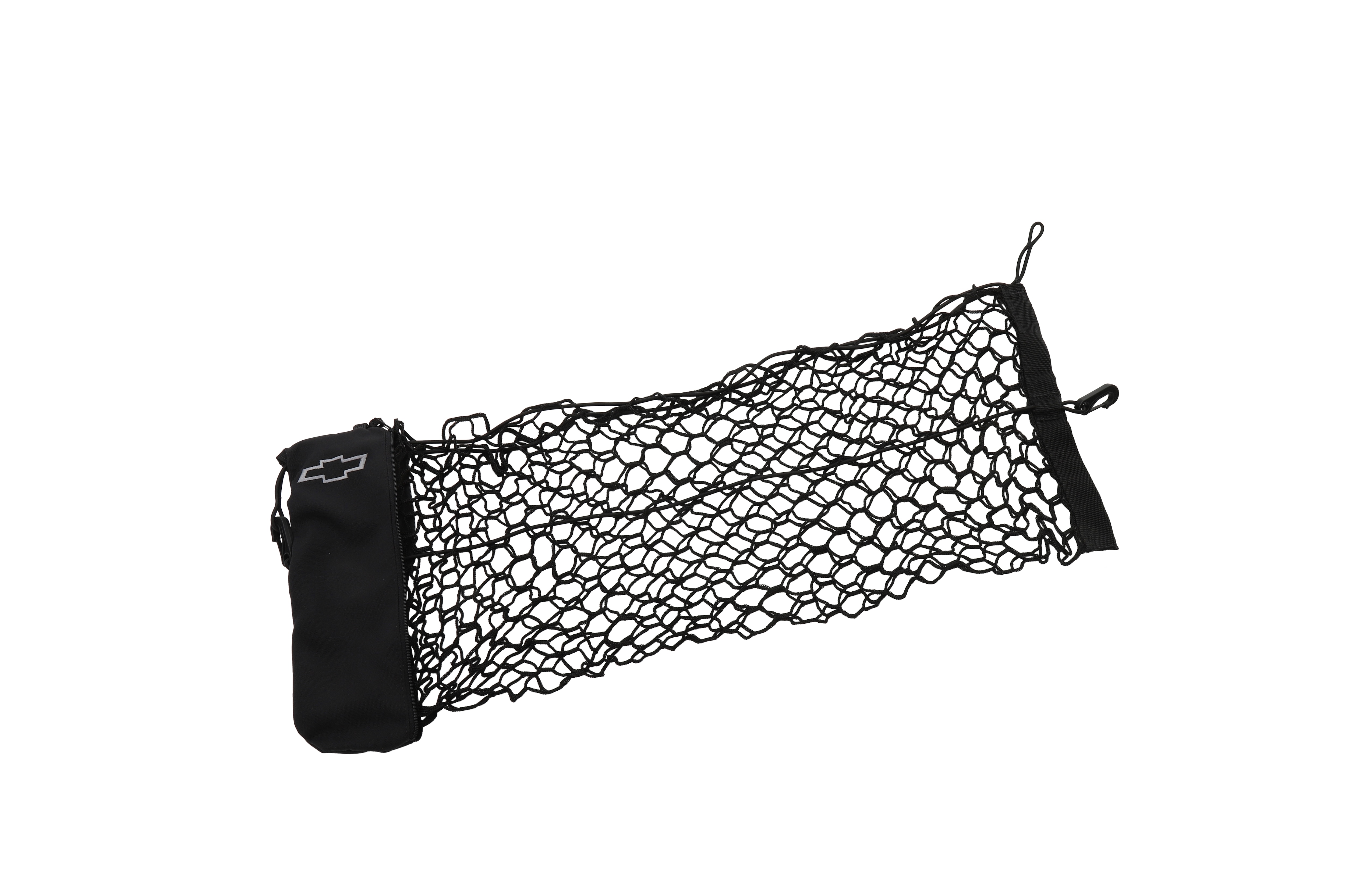 Vertical Cargo Net with Storage Bag featuring Bowtie Logo