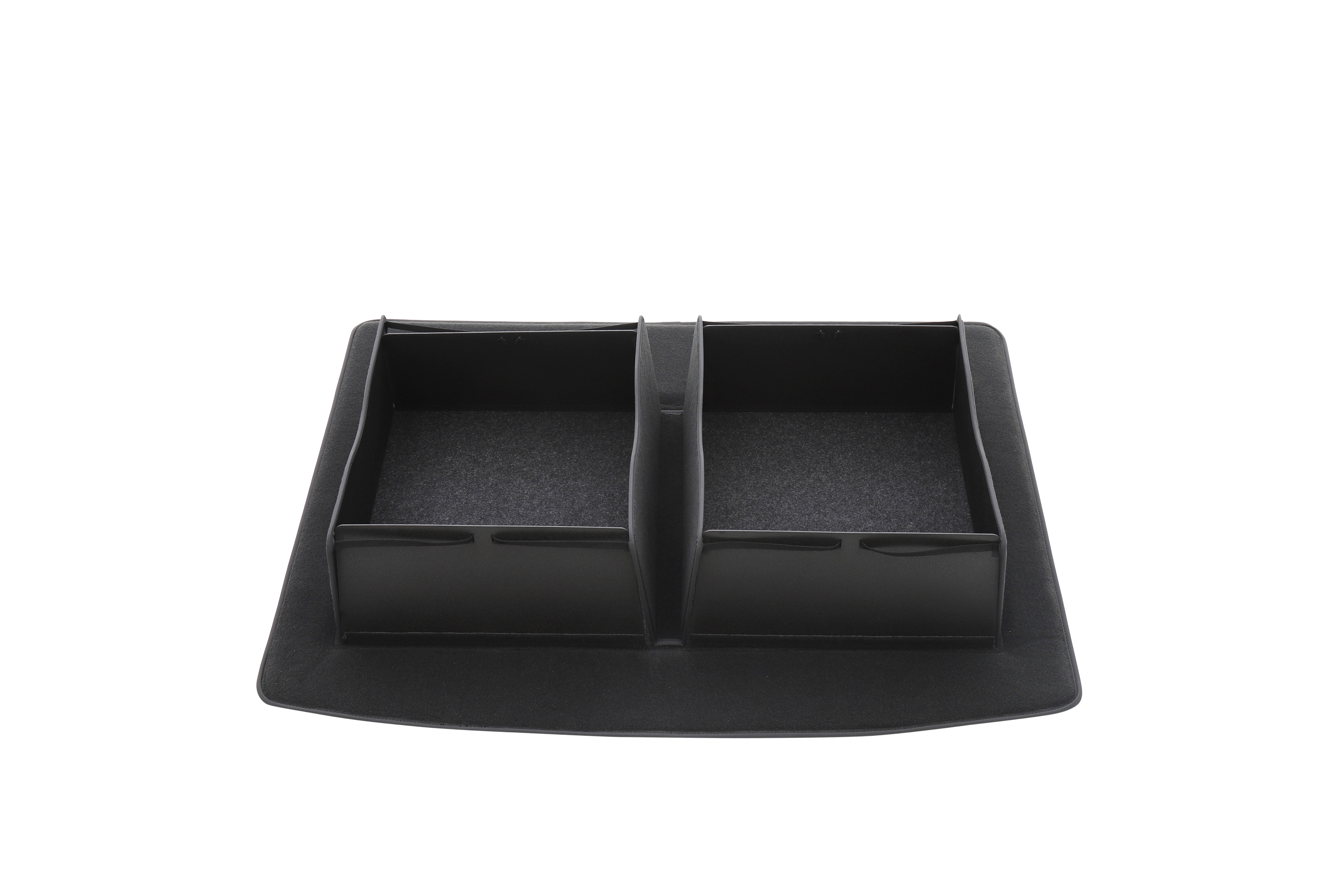 Premium Carpeted Cargo Area Mat in Jet Black with Integrated Cargo Bins