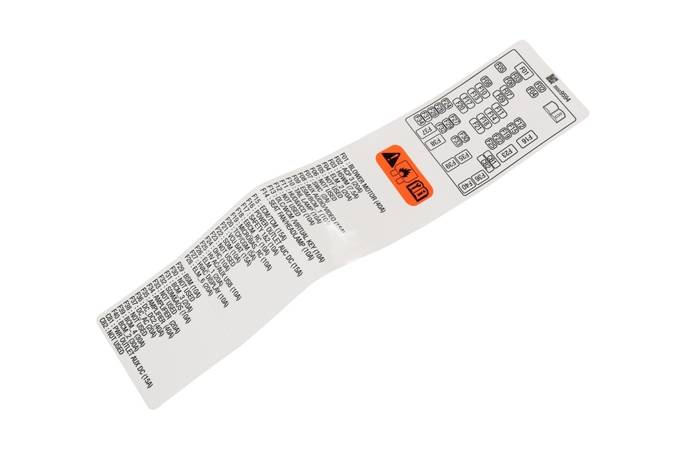 GM Genuine Parts Fuse Box Label