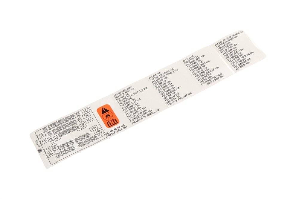GM Genuine Parts Rear Body Fuse Block Label