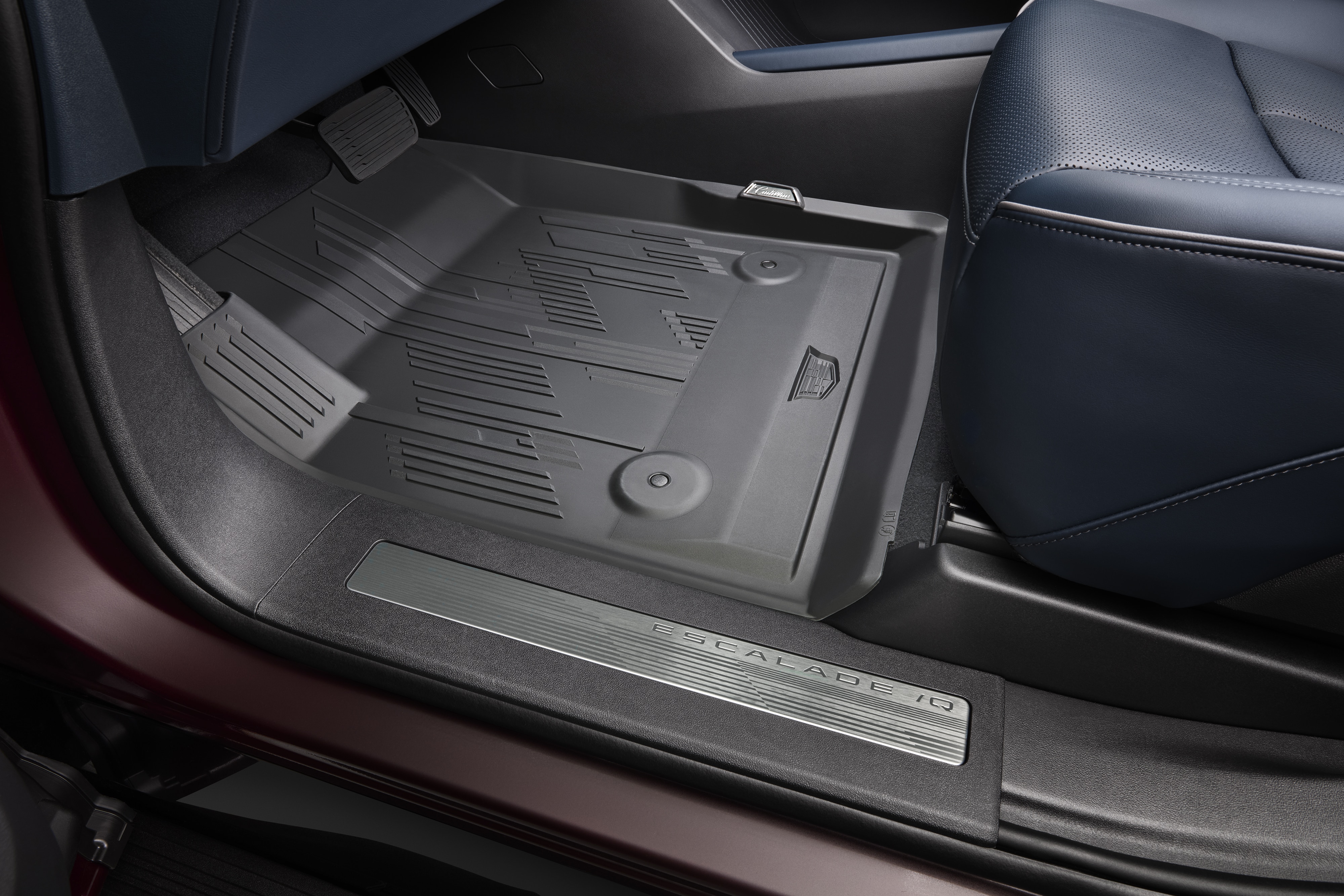 First-, Second- and Third-Row Premium All-Weather Floor Liners in Backen Black with Cadillac Logo (for Models with Executive Seating)