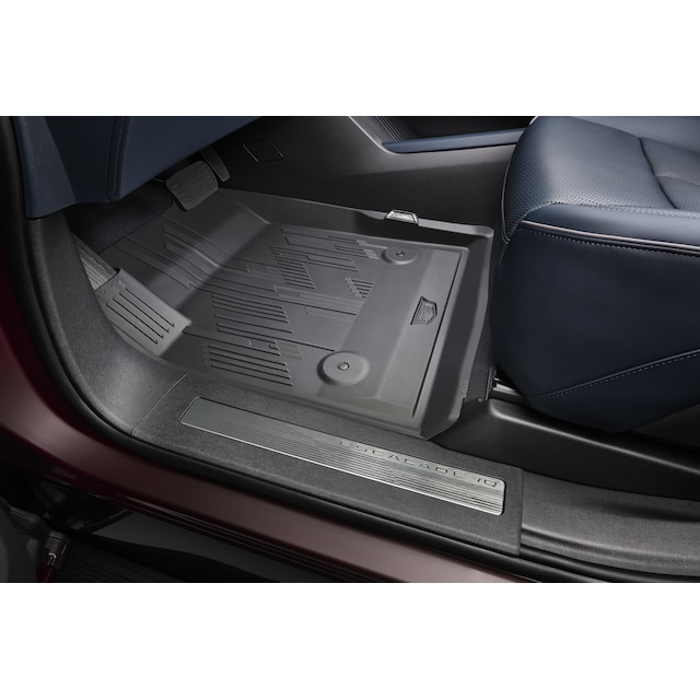 First-, Second- and Third-Row Premium All-Weather Floor Liners in Backen Black with Cadillac Logo (for Models with Executive Seating)