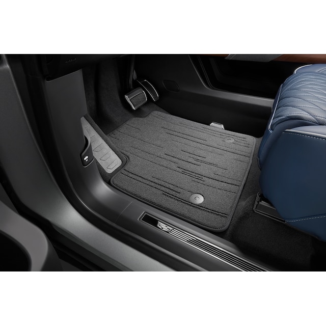 First-, Second- and Third-Row Premium Carpeted Floor Mats in Jet Black with Cadillac Script (for Models with Second-Row Captain's Chairs)
