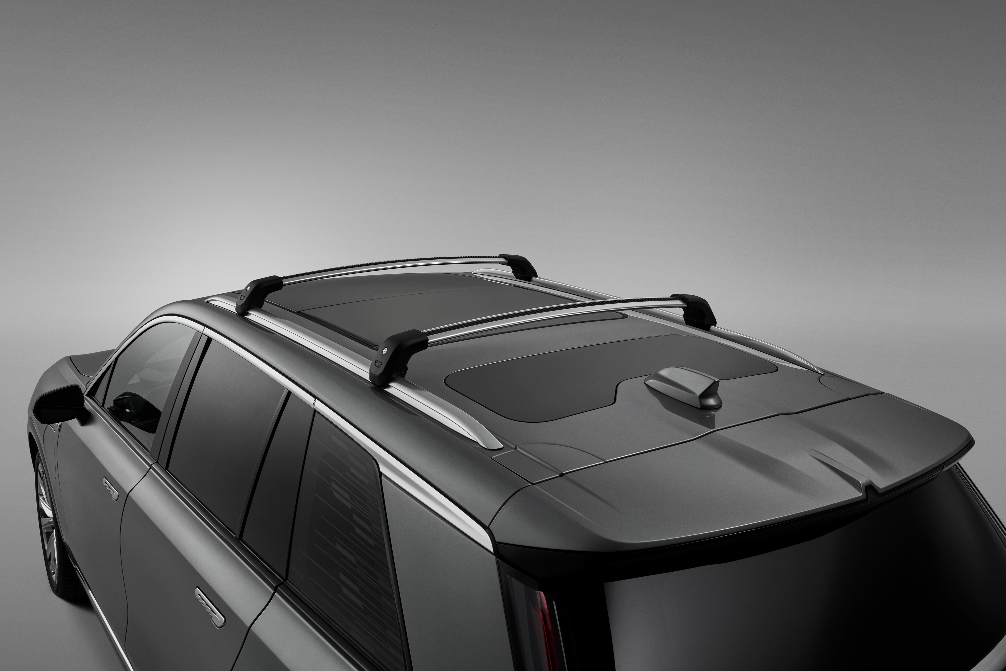 Roof Rack Cross Rail Package in Bright with Cadillac Logo