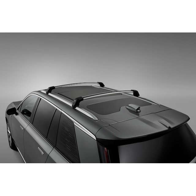 Roof Rack Cross Rail Package in Bright with Cadillac Logo