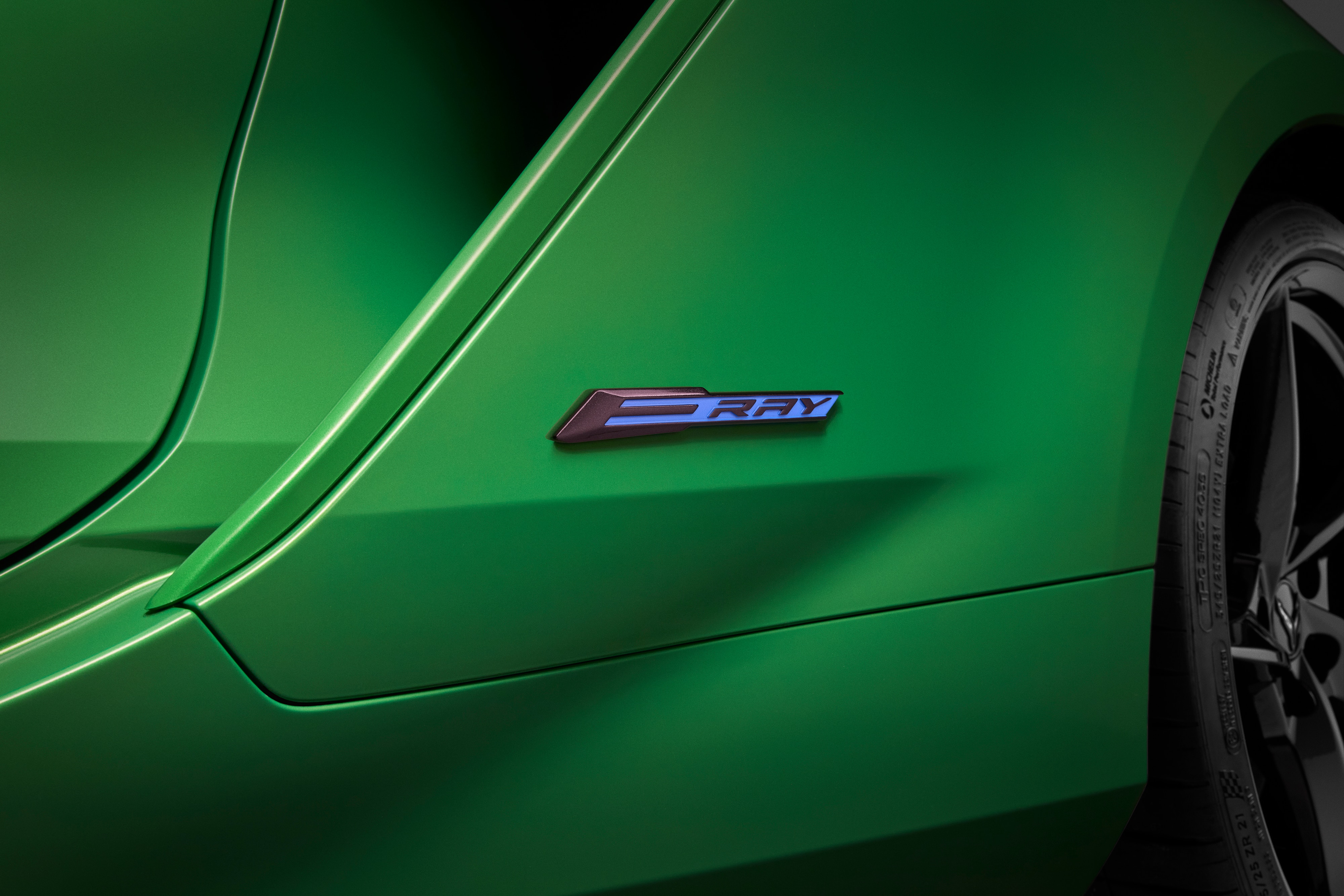E-Ray Emblems in Rapid Blue with Carbon Flash Metallic