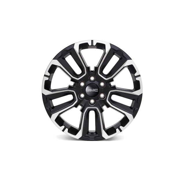 22x9-Inch Aluminum 5-Split-Spoke Wheel in Black with Machined Accents