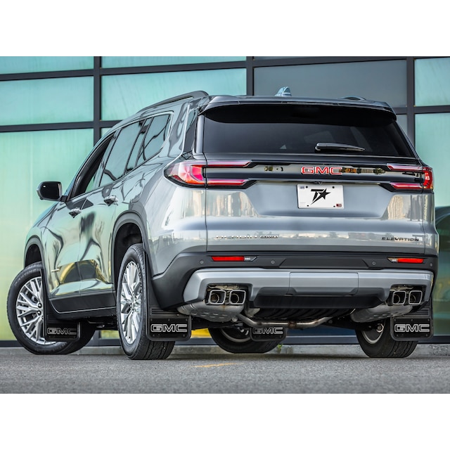 Front and Rear No-Drill Gatorback Mud Flap Kit with Silver Outlined GMC Logo by Truck Hardware - Associated Accessories