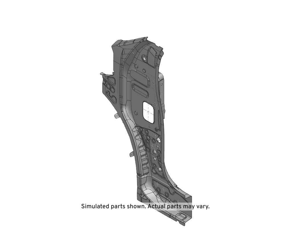 GM Genuine Parts Driver Side Inner Lower Hinge Pillar Panel with Bracket, Reinforcement, Studs, and Nuts