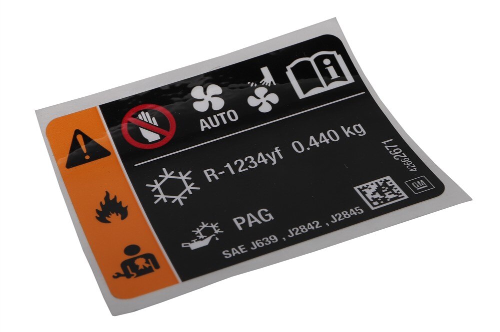 GM Genuine Parts Air Conditioning Refrigerant and Fan Blade Warning Label