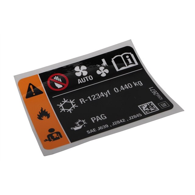 GM Genuine Parts Air Conditioning Refrigerant and Fan Blade Warning Label