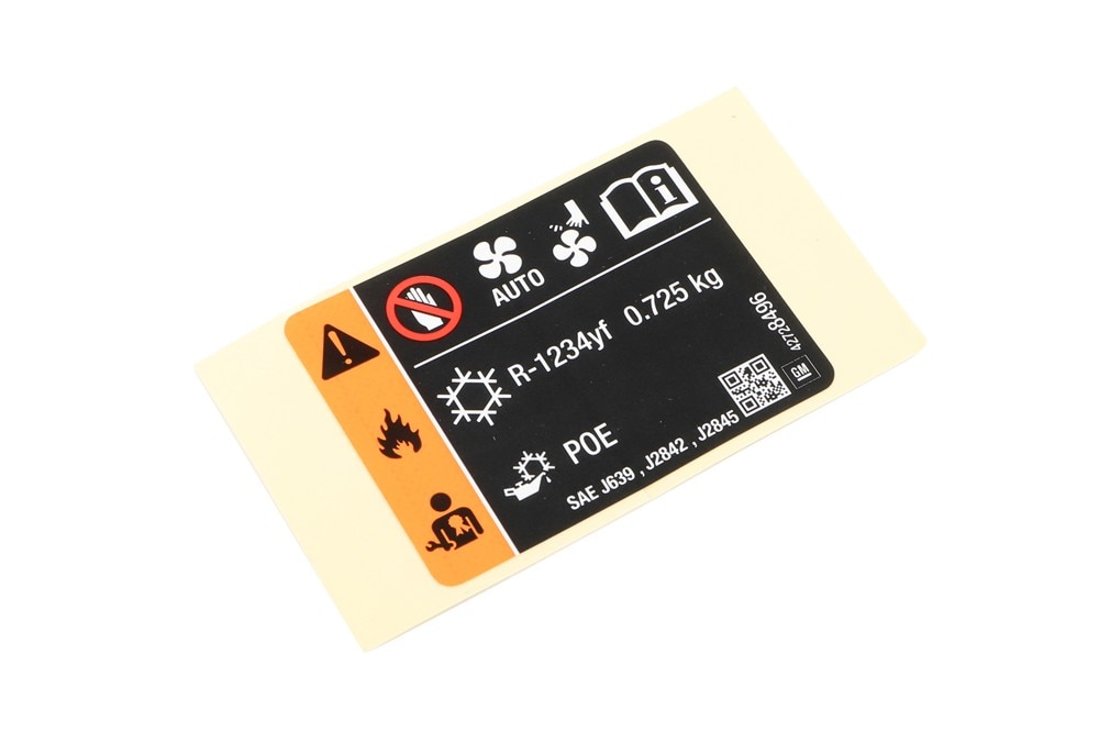 GM Genuine Parts Air Conditioning Refrigerant and Fan Blade Warning Label