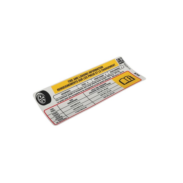 GM Genuine Parts Tire Pressure Label
