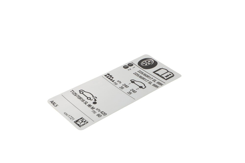 GM Genuine Parts Tire Pressure Label